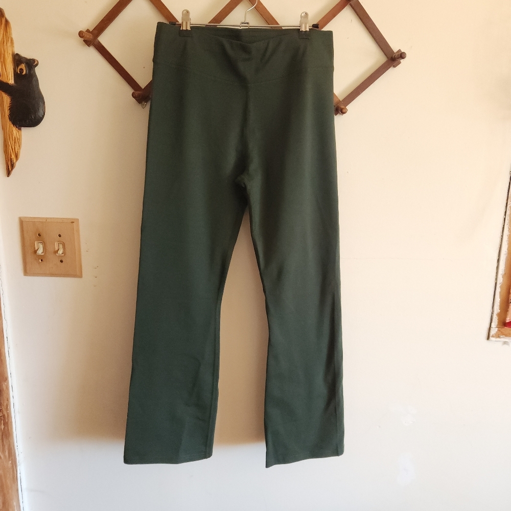 Pact Boot Cut Flare Legging Yoga Pant Forest Green Pull-On Organic Medium M